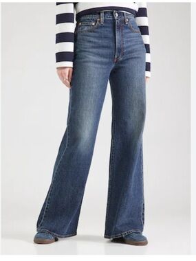 Levi's Ribcage Bell Flared Mid Blue High Rise Jeans 26